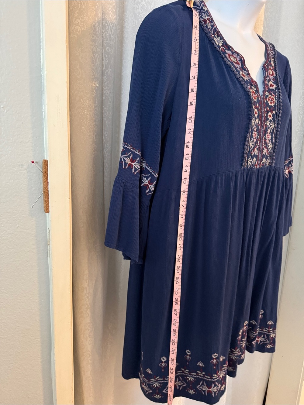 KNOX ROSE Navy Embroidered Smock Ddesd Sz: XXL - Picture 3 of 7
